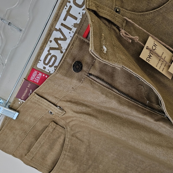 Men's Straight Fit Denim Pants - Khaki - Picture 6 of 10